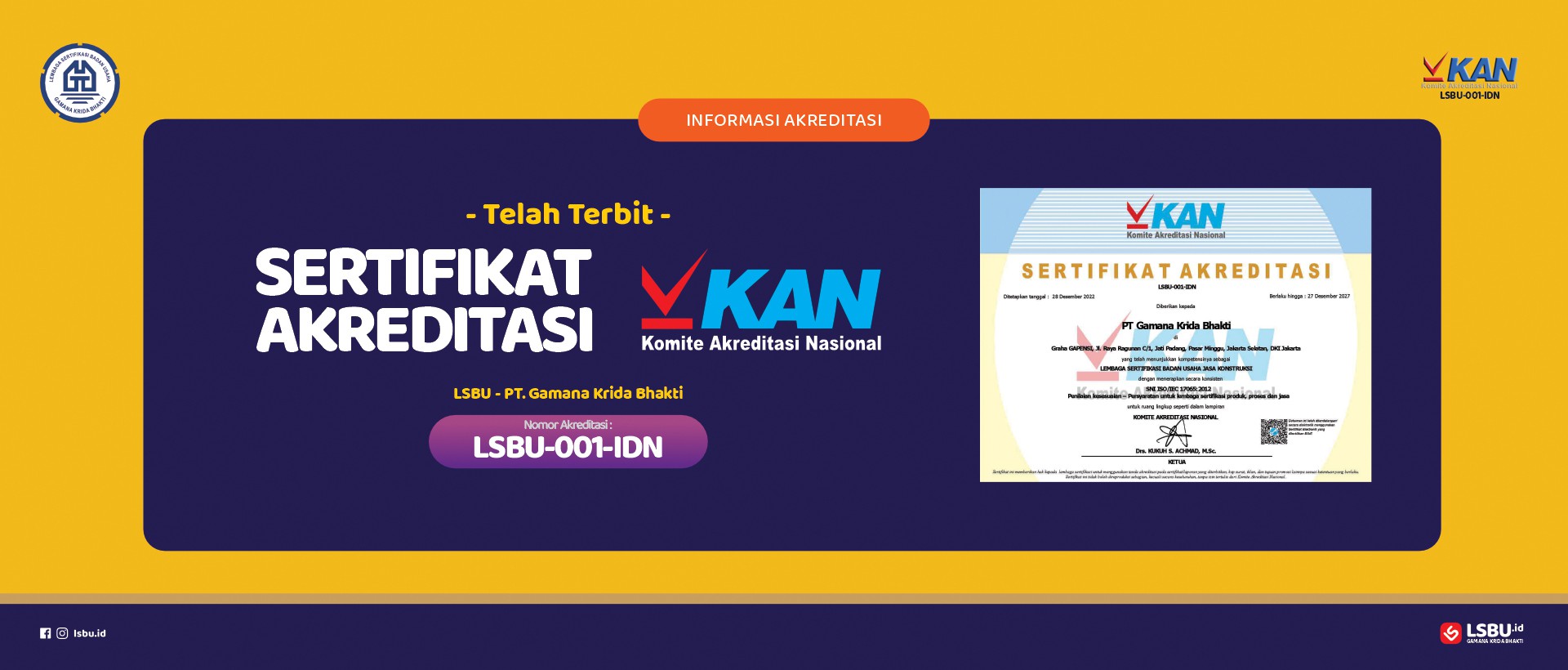 Terbit Sertifikat KAN LSBU Gaman Krida Bhakti
